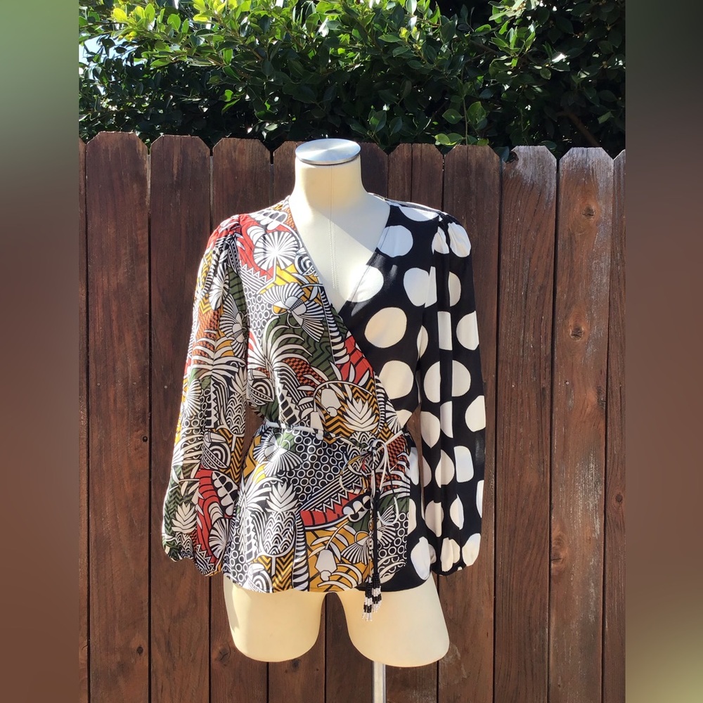 Anthropologie Farm Rainforest Patterned Wrap Blouse Item #212